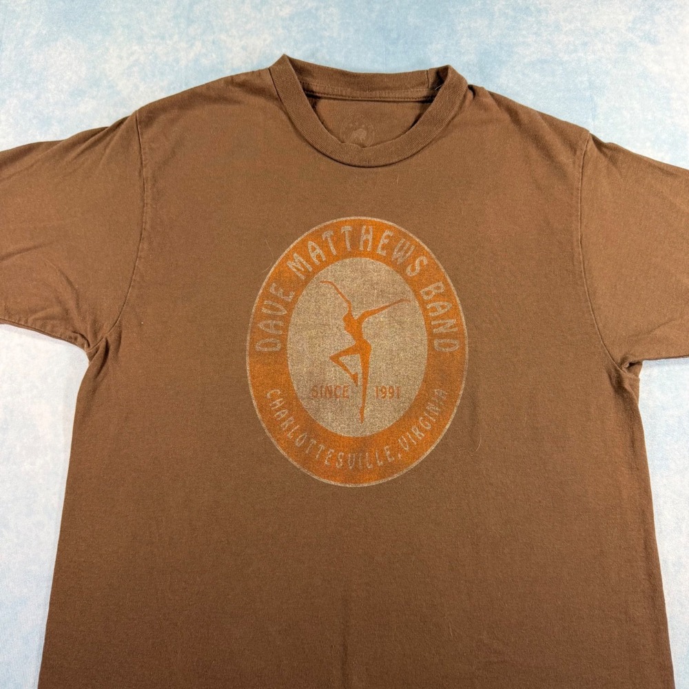 Dave Matthews Band Graphic Tee Mens Medium Brown Fire Dancer Charlottesville